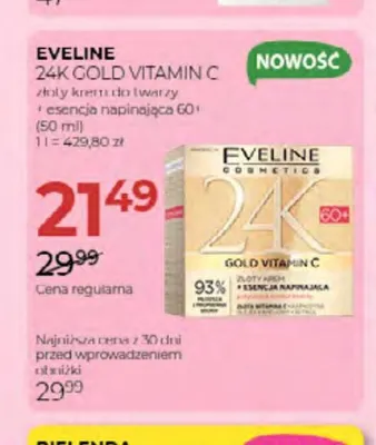 Krem do twarzy złoty i esencja napinająca 60+ Eveline 24K Gold Vitamin C promocja w Drogerie Jawa