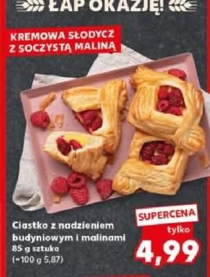Ciasto z nadzeniem budyniowym i maliną 85 g sztuka promocja w Kaufland