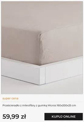 Prześcieradło mikrofibra z gumką 140 x 200 cm Tex promocja w home&you
