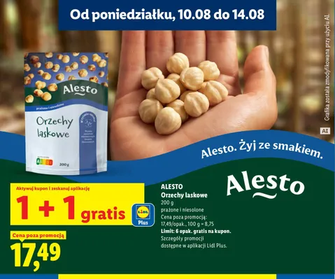 Orzechy laskowe prażone i niesolone Alesto promocja w Lidl
