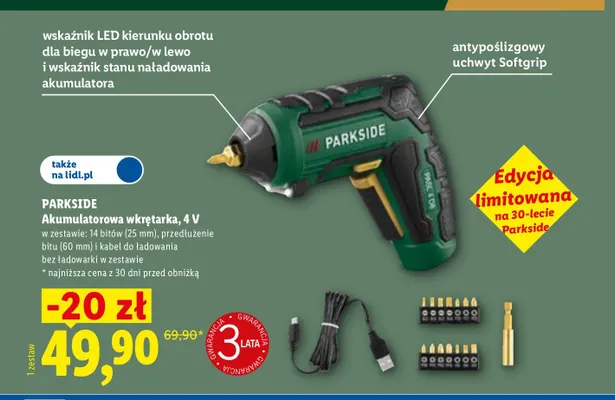 Akumulatorowa wkrętarka Parkside promocja w Lidl