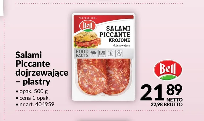 Salami Piccante dojrzewające plastry Bell promocja w Makro