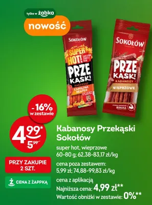 Kabanosy Przekąski Sokołów wieprzowe promocja w Żabka