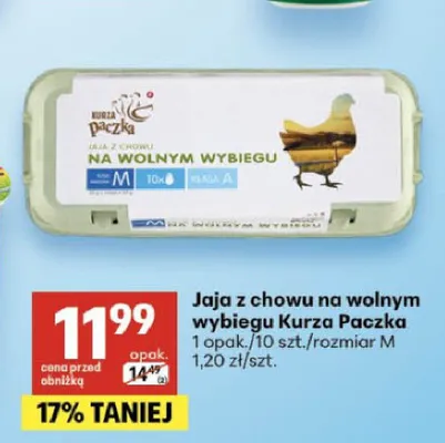 Jaja z chowu na wolnym wybiegu Kurza Paczka rozmiar M promocja w Delikatesy Centrum