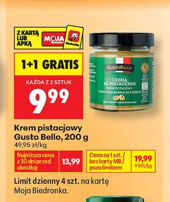 Krem pistacjowy Gusto Bello promocja w Biedronka