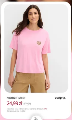Krótki t-shirt Bonprix promocja w bonprix