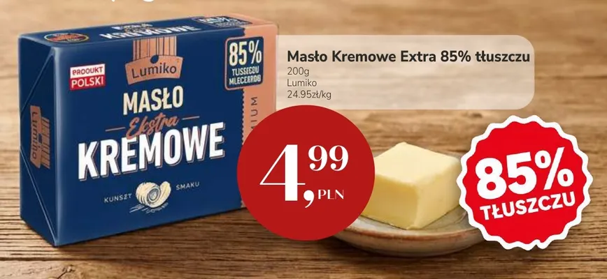 Masło kremowe Extra Lumiko 85% promocja w Market Point