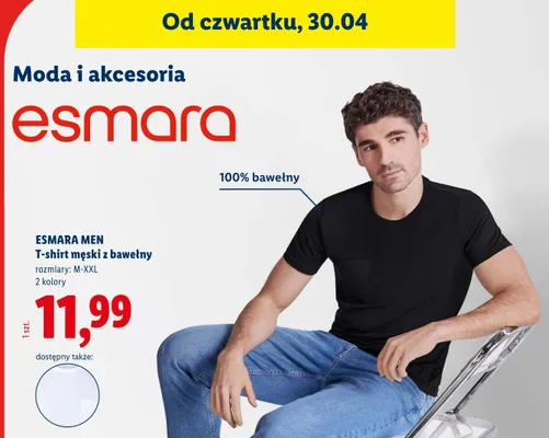 T-shirt męski z bawełny promocja w Lidl