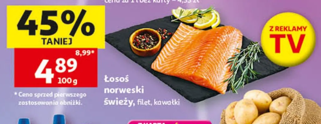 Łosoś norweski świeży filet kawałki promocja w Auchan
