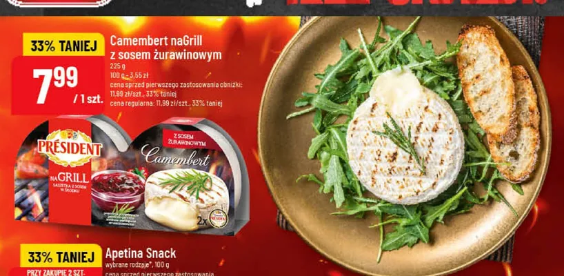 Ser Camembert naGrill z sosem żurawinowym PRÉSIDENT promocja w POLOmarket