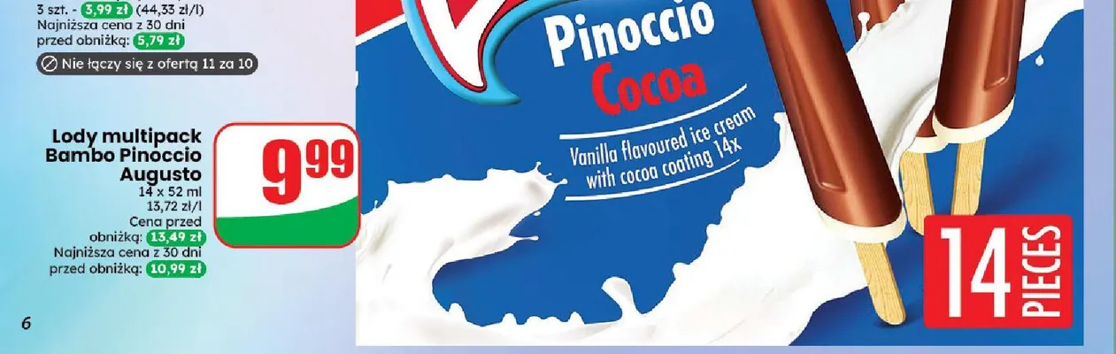 Lody 14-pak Bambo Pinoccio Augusto promocja w Dino