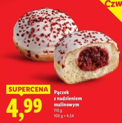 Pączek z nadzieniem malinowym promocja w Lidl