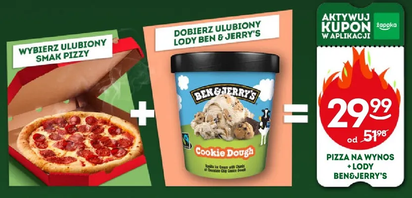 Zestaw pizza na wynos + lody Ben & Jerry's promocja w Żabka