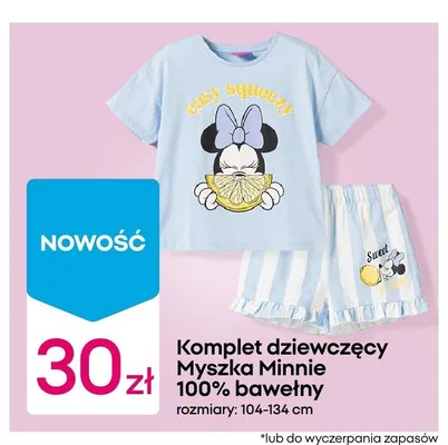 Komplet dziewczęcy Myszka Minnie 100% bawełny rozmiary: 104-134cm promocja w Pepco