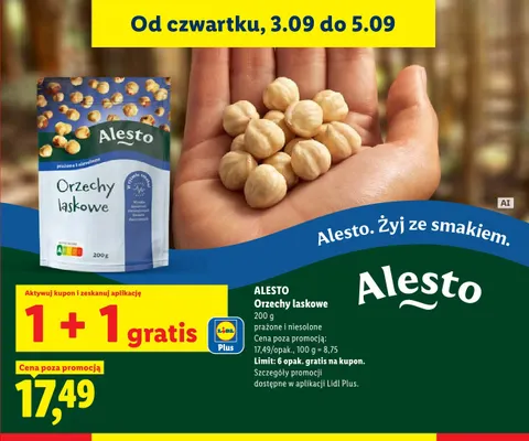 Orzechy laskowe prażone i niesolone Alesto promocja w Lidl