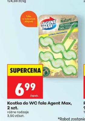 Kostka do WC fala Agent Max Nature Citrus Freshness 2-pak promocja w Biedronka