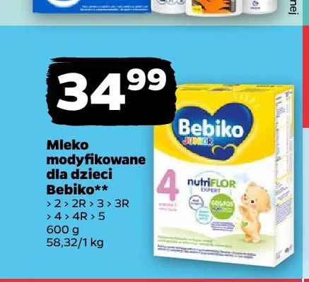 Mleko modyfikowane dla dzieci Bebiko Junior 4 promocja w Netto