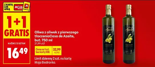 Oliwa z oliwek z pierwszego tłoczenia promocja w Biedronka