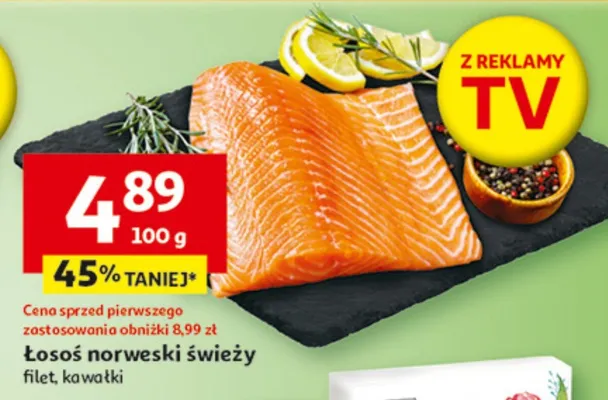 Łosoś norweski świeży filet, kawałki promocja w Auchan