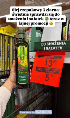 Olej rzepakowy Kujawski 3 ziarna promocja w Aldi