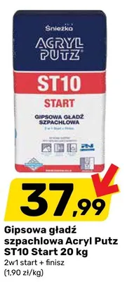 Gipsowa gładź szpachlowa Śnieżka Acryl Putz ST10 Start 20kg 2w1 start + finisz promocja w Bricomarche