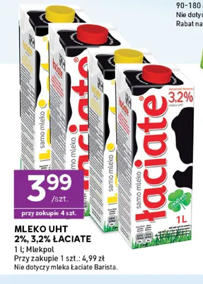 Mleko UHT Łaciate 2% promocja w Stokrotka