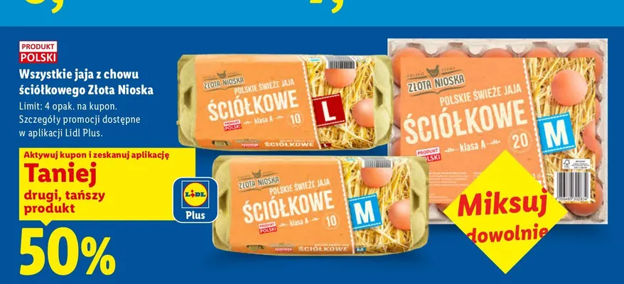 Jaja z chowu ściółkowego Złota Nioska klasa A L 10-pak promocja w Lidl