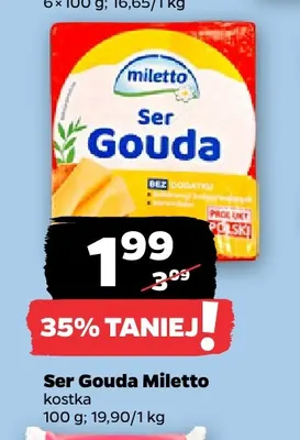 Ser gouda w kostce Miletto promocja w Netto