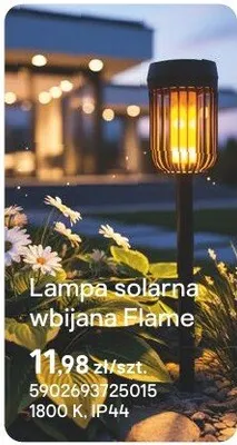 Lampa solarna wbijana Flame promocja w Castorama