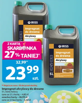 Impregnat akrylowy do drewna, różne kolory promocja w Auchan