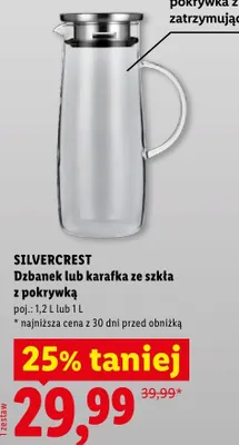 Dzbanek ze szkła z pokrywką SilverCrest 1,2l promocja w Lidl
