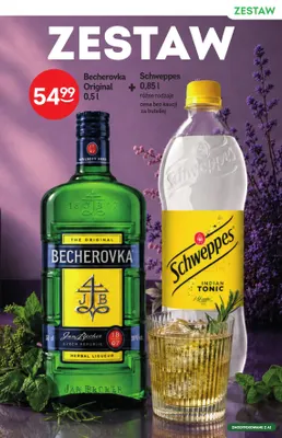 Zestaw likier Becherovka Original + napój gazowany Schweppes promocja w Żabka