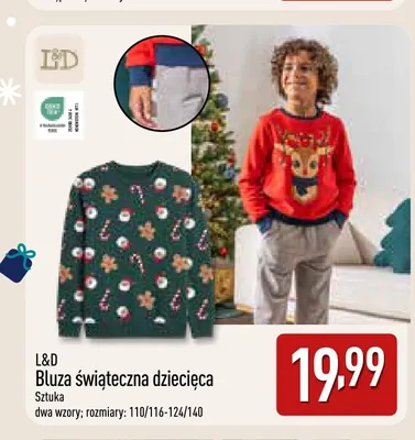 Bluza świąteczna dziecięca L & D promocja w Aldi