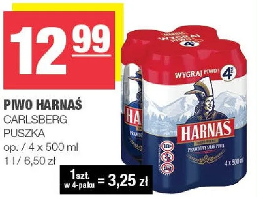 Piwo Harnaś puszka promocja w SPAR