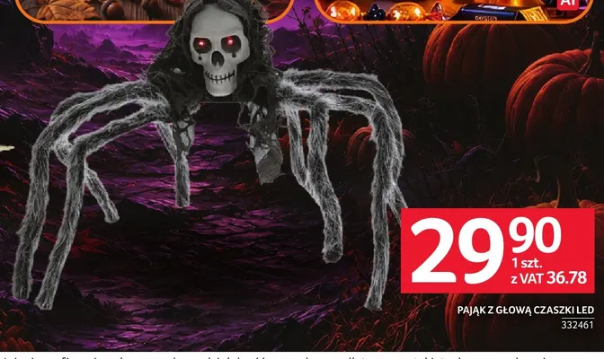 Pająk z głową czaszki LED promocja w Selgros