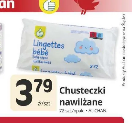 Chusteczki nawilżane dla dzieci Auchan promocja w Marketvita