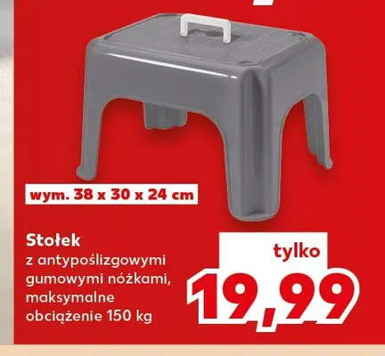 Stołek z antypoślizgowymi gumowymi nóżkami promocja w Kaufland