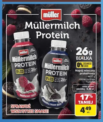 Napój mleczny proteinowy Müllermilch Protein promocja w Carrefour