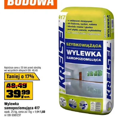 Wylewka samopoziomująca 417 promocja w OBI