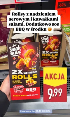 Rollsy Smak Mak Crispy Rolls Cheese & Salami z sosem BBQ promocja w Aldi