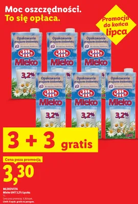 Mleko UHT 3,2% Łączka Mlekovita promocja w Lidl