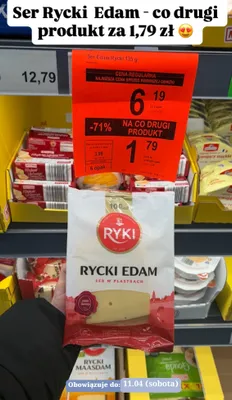 Ser Rycki Edam w plastrach promocja w Aldi