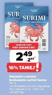 Paluszki o smaku krabowym surimi Garso promocja w Netto