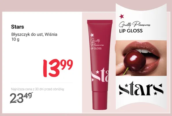 Błyszczyk do ust Stars Wiśnia promocja w Rossmann