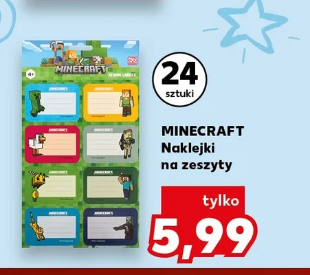 Naklejki na zeszyty Minecraft promocja w Kaufland