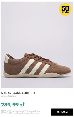 Buty sneakersy damskie Adidas Grand Court Lo promocja w 50 style