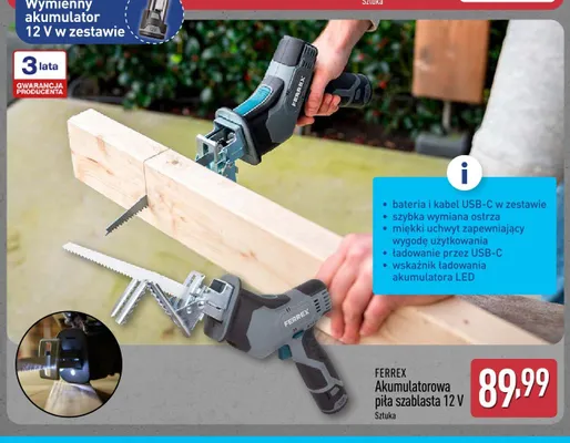 Akumulatorowa piła szablasta 12V FERREX promocja w Aldi