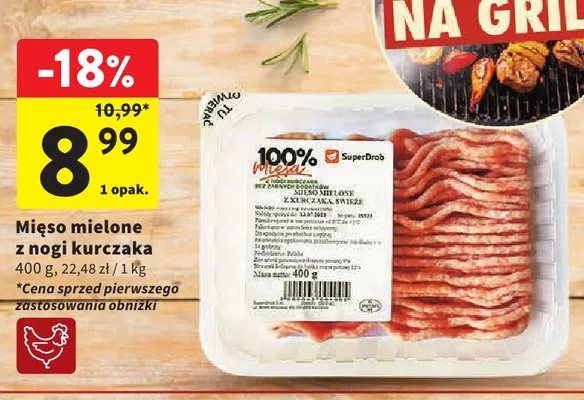 Mięso mielone z nogi kurczaka SuperDrob promocja w Intermarche