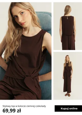 Top damski Greenpoint w kolorze ciemnej czekolady promocja w Greenpoint
