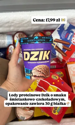 Lody proteinowe Dzik cream-chocolate promocja w Dino